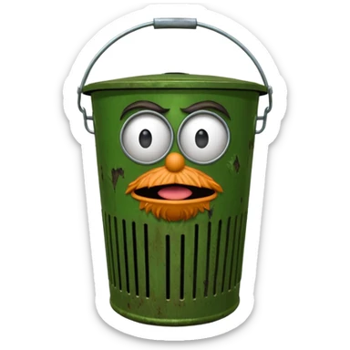 oscar the grouch inside metal trash can sticker