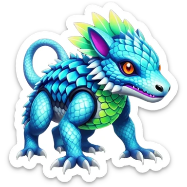  exotic tropical cyber-Protogen-Fakémon-Vernid-creature sticker