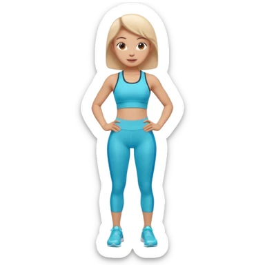 A 3D cartoon fit person showing a slim waistline, wearing sportswear, bright lighting, Memoji-style. close up camera angle. sticker