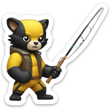 Wolverine with a fishing rod sticker
