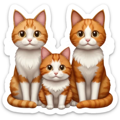 3 cats different colours including brown tabby and white, calico, and ginger and white sticker