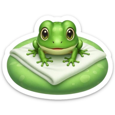 cute baby frog on bed sticker