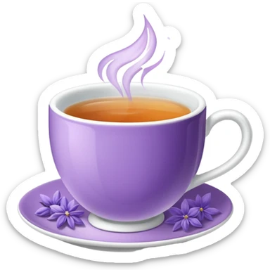 Lavender tea cup with hot tea inside, and petals inside  sticker