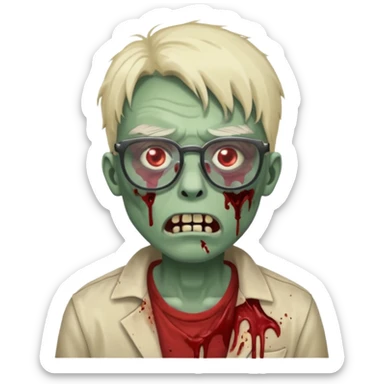 zombie wtih glasses  sticker