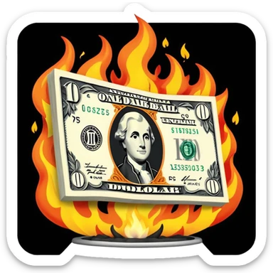 black dollar on fire sticker