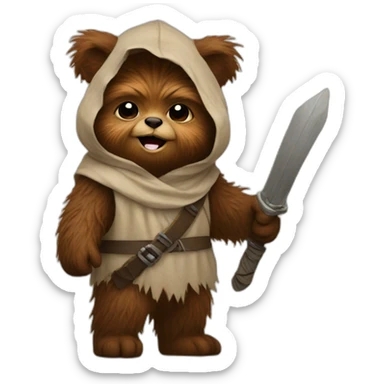 ewok celebrating sticker