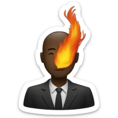 Un coeur noir avec du feu sticker