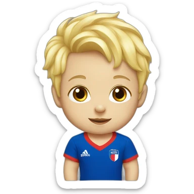 blond baby with a French team football t-shirt sticker