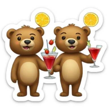 two bears drinking a cocktail sticker