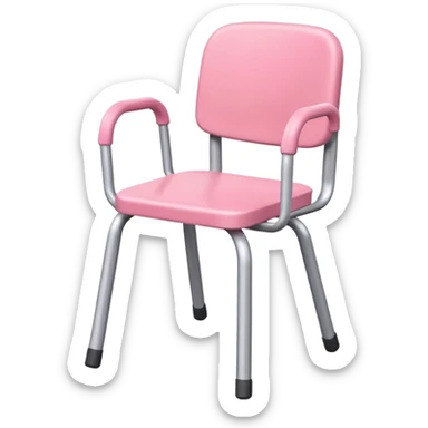 Plastic pink chair with two legs walking wearing shoes sticker