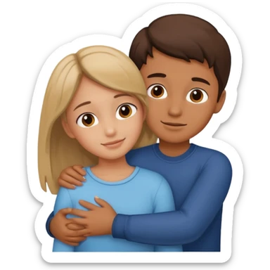 A girl and a boy hugging each other sticker