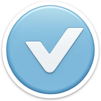 Circulo azul claro con chulito blanco en medio  sticker