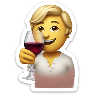 one smiley in love drinking wine sticker