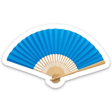 blue paper hand fan sticker