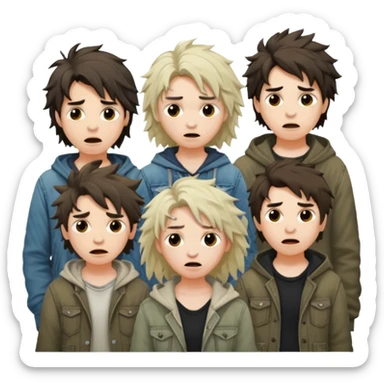 a group of crazy people looking weird with wild expressions sticker