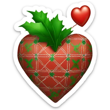 Un Coeur de Noël avec motif carreaux vert et rouge sticker