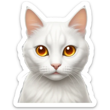 White cat with orange eyes woth bows on her head sticker