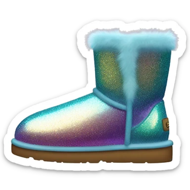 Realistic iridescent Sparkle glitter and fur Ugg boots. sticker
