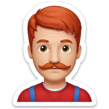 red haired guy with moustache and red outfit sticker
