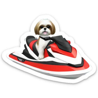shih tzu on a jet ski  sticker