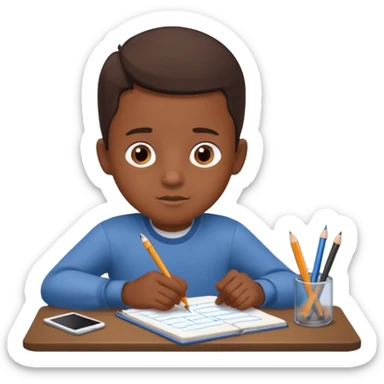 boy drawing pic grandpa on notebook sticker