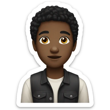 black teenager with black hair and brown eyes sticker