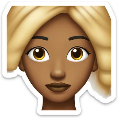 y2k baddie emote with no background. caramel complexion black girl with light brown eyes, face moles, lined, glossy lip, 2000s type of make up for black women, eyelashes, hair pulled up like B.A.P.S. and the same B.A.P.S. gold earrings sticker