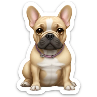 French bulldog with a girl with blond curly hair sticker