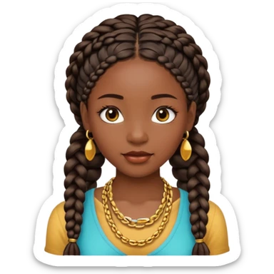 A beautiful black girl with braids sticker