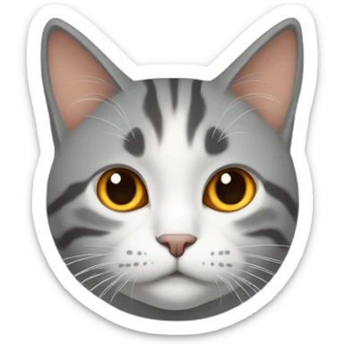 mostly gray and white, with a little orange, fat female cat sticker