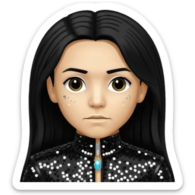 Taboo from Black Eyed Peas with long black hair, black sequin outfit  sticker