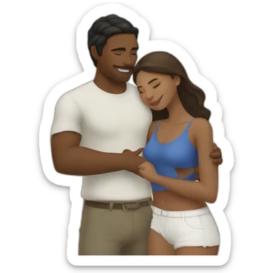 young metis Man and white woman hug love at the beach sticker