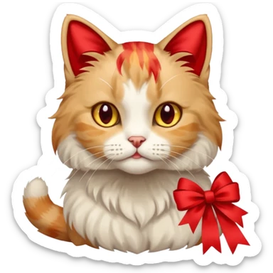 Dilute calico cat with ribbon sticker