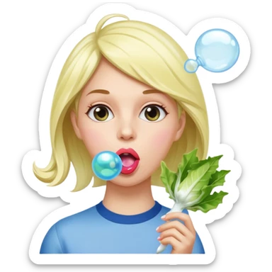  👩🏼 dans une endive géante, et à des chaussettes et fais une bulle avec un chewing-gum  sticker