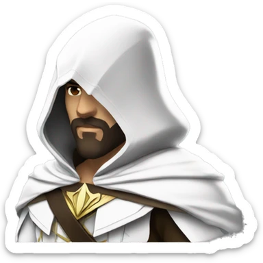 Assassin creed snapchat style with beard full white cloak body sticker