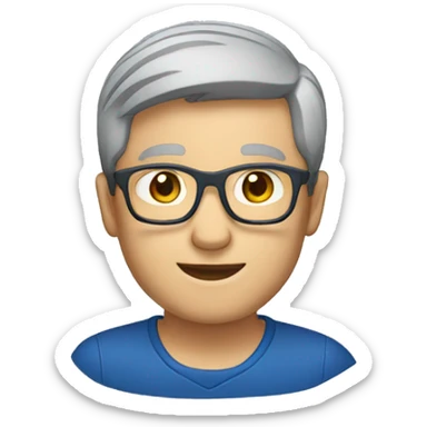 male, teacher, gray short hair, glassese, blue and dark red polo shirt emoji sticker