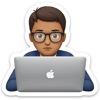 a man behind mackbook the man being little visible form the front sticker