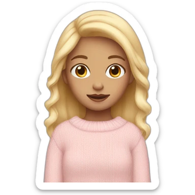 Girl with a sweater pastel pink and blond hair  sticker