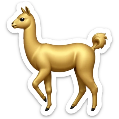 A silhouette of a small golden llama dancing sticker