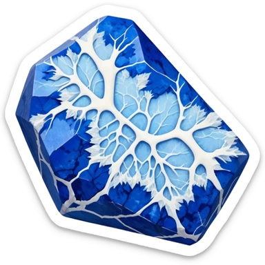 A rare, rich royal-blue tectosilicate mineral mottled with white calcite veins sticker