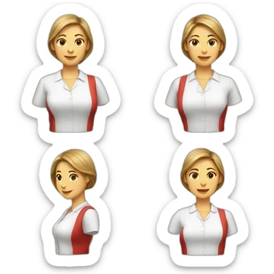 Woman in help clothes (white blouse with red edges) sticker