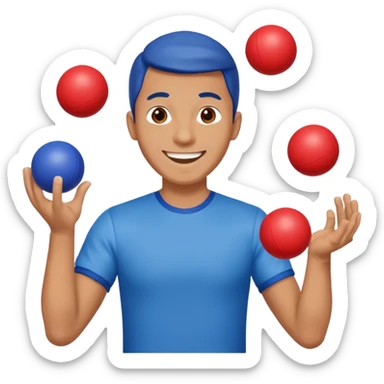 circus juggler putin juggling balls blue and white and red sticker