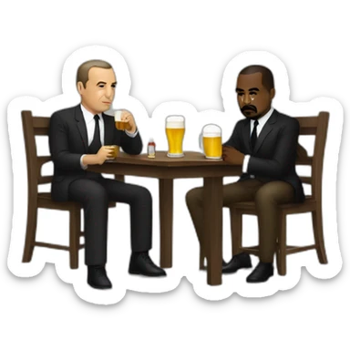 Atatürk and Kanye West are drinking beer while sitting on a table sticker