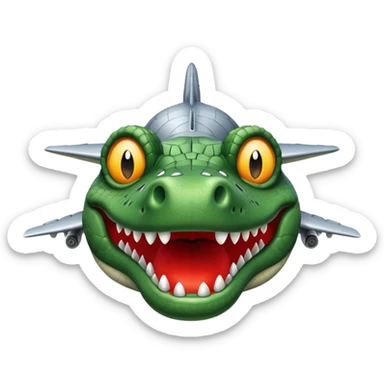 Un avions com cara de cocodrlilo i el cuerpo gris sticker