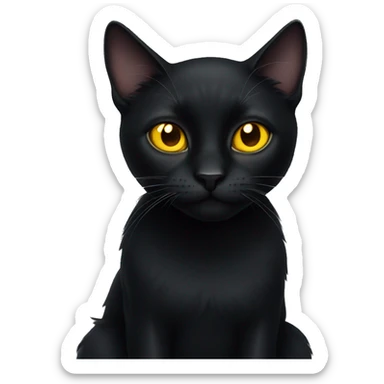 Black cat sitting yellow eyes sticker