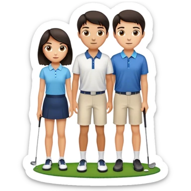 Golf players , dark hair, left boy, above girl, right boy sticker