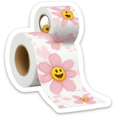 Light pink floral print toilet paper  sticker