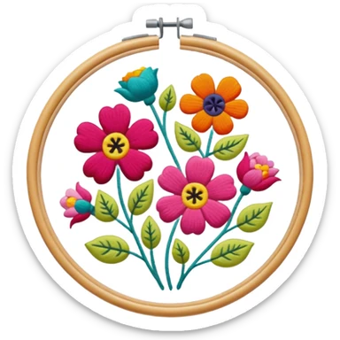 flower embroidery hoop sticker