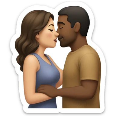 Thick brunette woman kissing lightbrown man  sticker