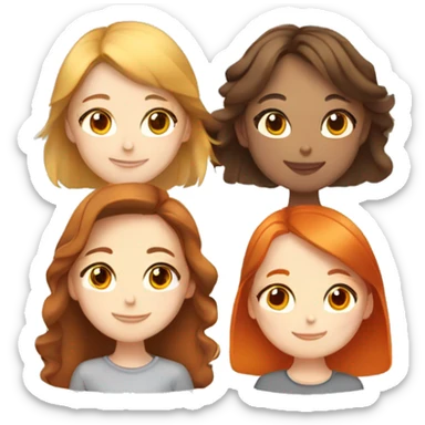 Three girls, one Chinese with brown eyes, one Turkish light red hair with orange eyes and one Russian dark blonde with gray eyes. Smiling and dreaming of a perfect shared flat. sticker